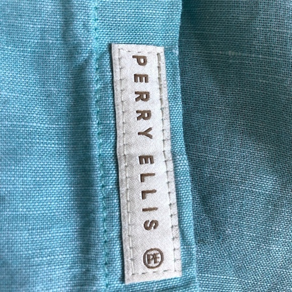 Perry Ellis Linen Shortsleeved Lightweight Button Down Shirt Small - Picture 7 of 7
